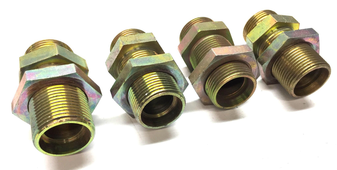 Unbranded 1.18" Steel Hydraulic Straight Threaded Adapter [Lot of 4] NOS