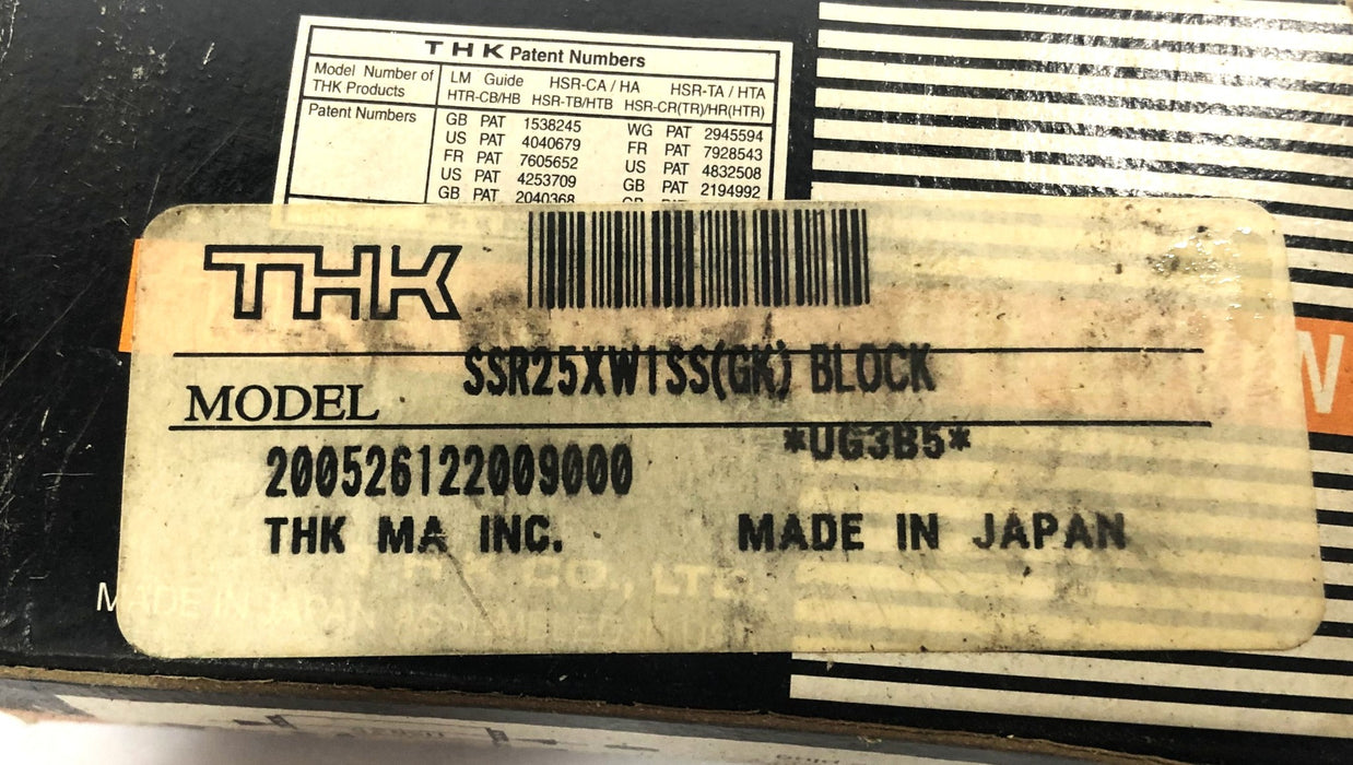 THK SR-25V/W Linear Bearing Block SSR25XW1SS (GK) NOS