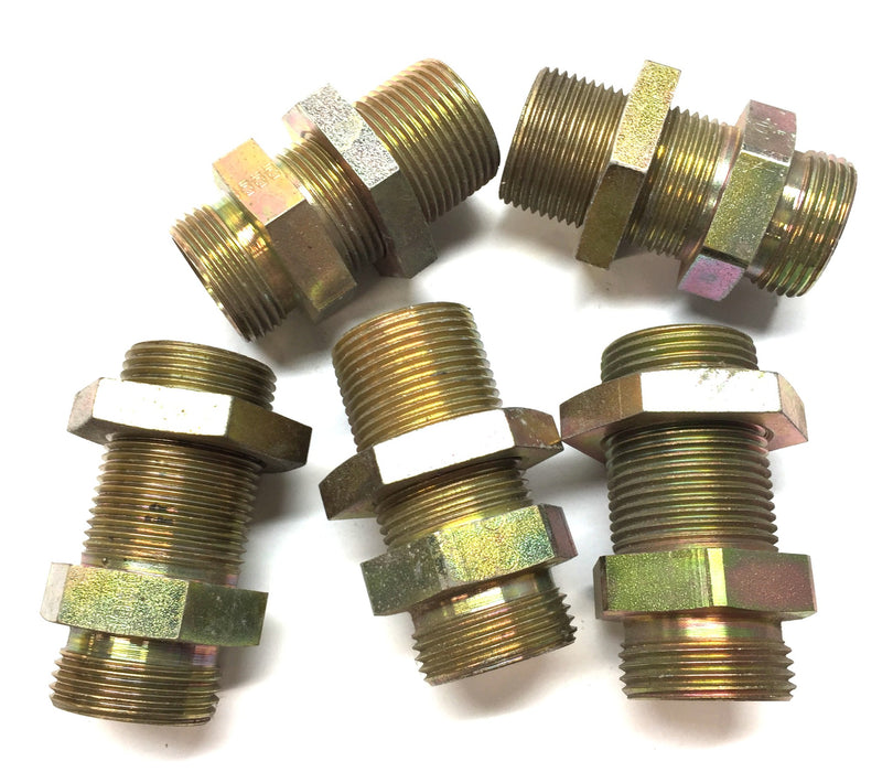 Unbranded 1.18" Steel Hydraulic Straight Threaded Adapter [Lot of 5] NOS