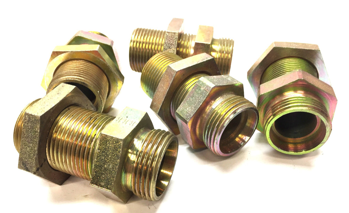 Unbranded 1.18" Steel Hydraulic Straight Threaded Adapter [Lot of 5] NOS