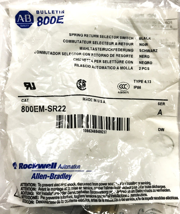 Allen-Bradley Spring Return Selector Switch 800EM-SR22 [Lot of 4] NOS