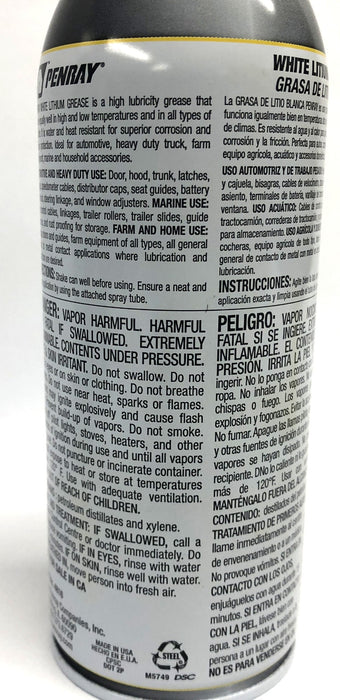 Penray 11oz Spray Can White Lithium Grease 4816 (DOT 2P) [Lot of 4] NOS