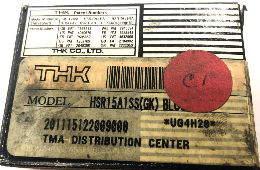 THK HSR-15 Linear Bearing Block HSR15A1SS (GK) NOS