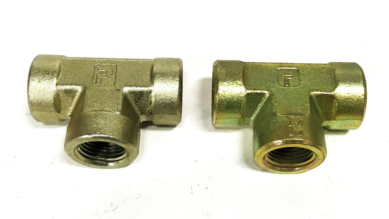 Parker Steel Zinc 1/2 inch Female Pipe Tee [Lot of 2] NOS