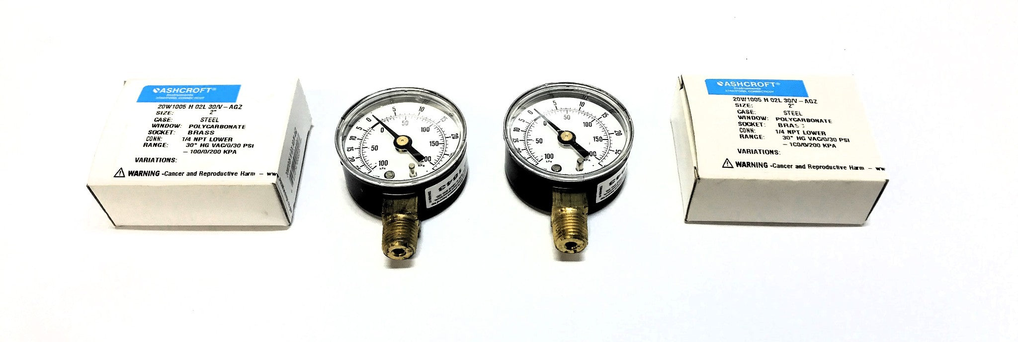 Ashcroft 2" DIA 1/4" NPT Pressure Gauge 20W1005 H 02L 30/V-AGZ [Lot of 2] NOS