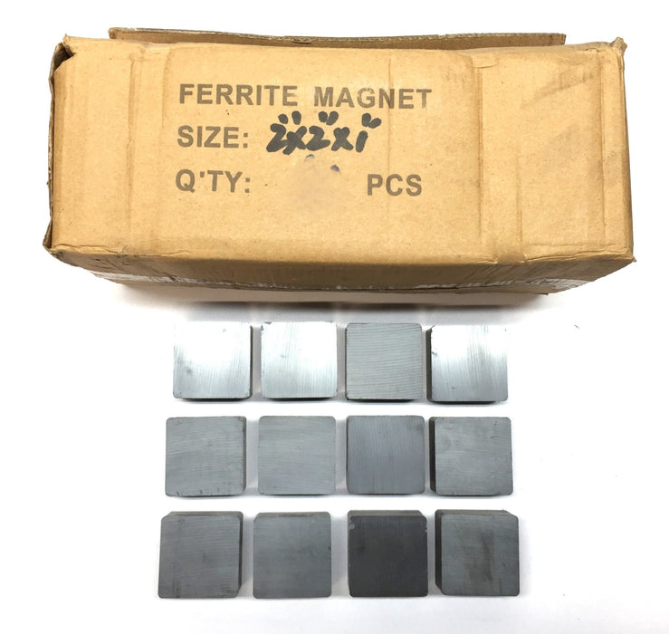 Unbranded 2" x 2" x 1" Case of Unmagnetized Block Ferrite Magnets (12pcs) NOS