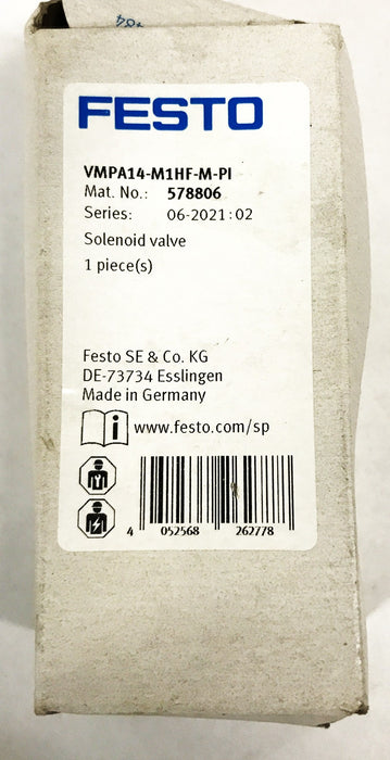 Festo Series 06-2021-02 Solenoid Valve 578806 NOS