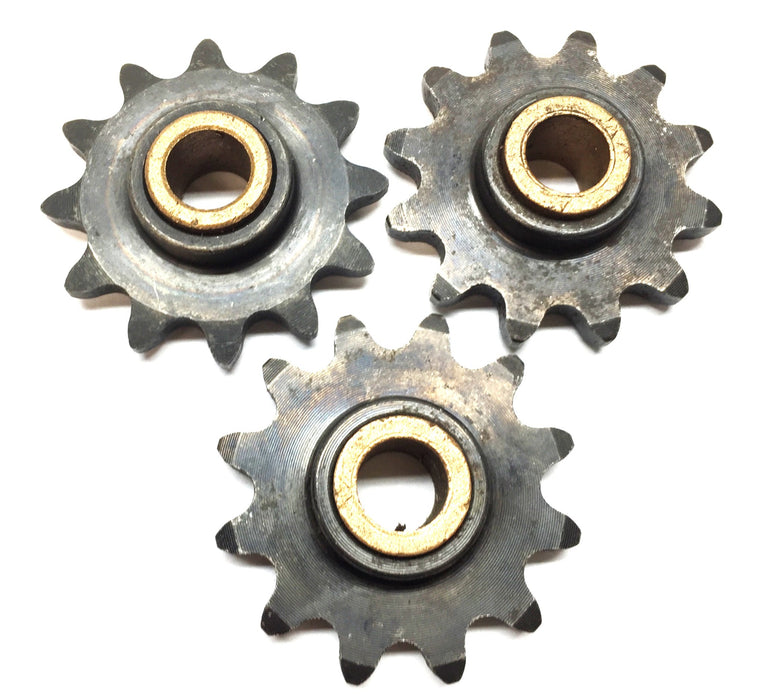 Unbranded 12-Tooth Roller Chain Sprocket with .370 I.D/.749 O.D [Lot of 3] USED