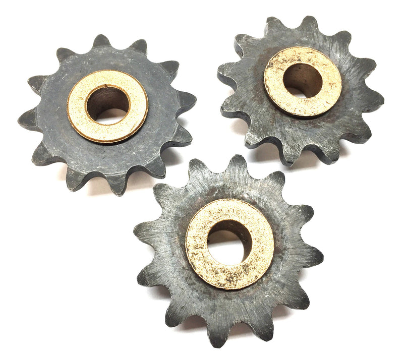 Unbranded 12-Tooth Roller Chain Sprocket with .370 I.D/.749 O.D [Lot of 3] USED