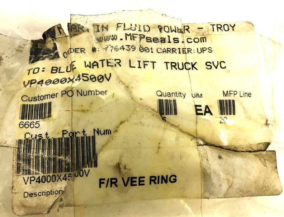 Martin Fluid Power V-Ring Seal VP4000X4500V [Lot of 6] NOS