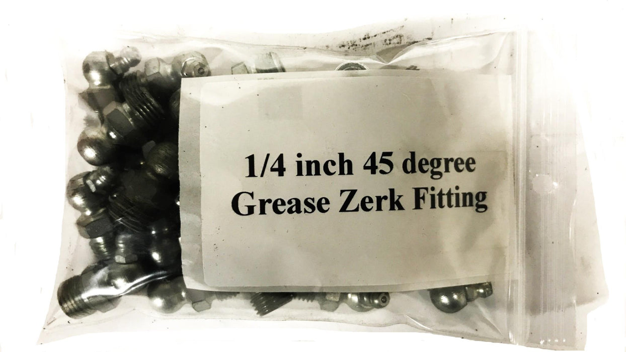 Unbranded 1/4 inch 45 degree Grease Zerk Fitting 1/4-45 [Lot of 30] NOS