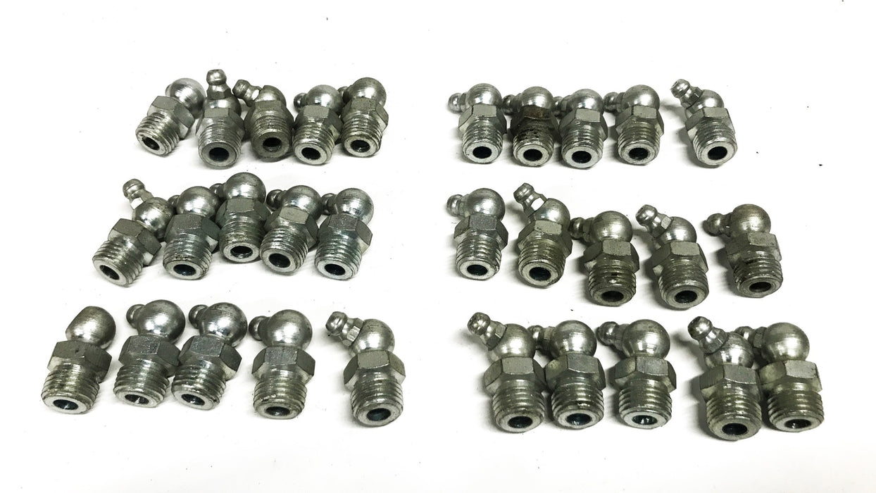 Unbranded 1/4 inch 45 degree Grease Zerk Fitting 1/4-45 [Lot of 30] NOS