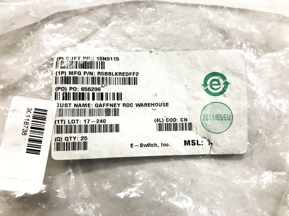 E-Switch Snap-in Rocker Switch R5BBLKREDFF2 [Lot of 7] NOS