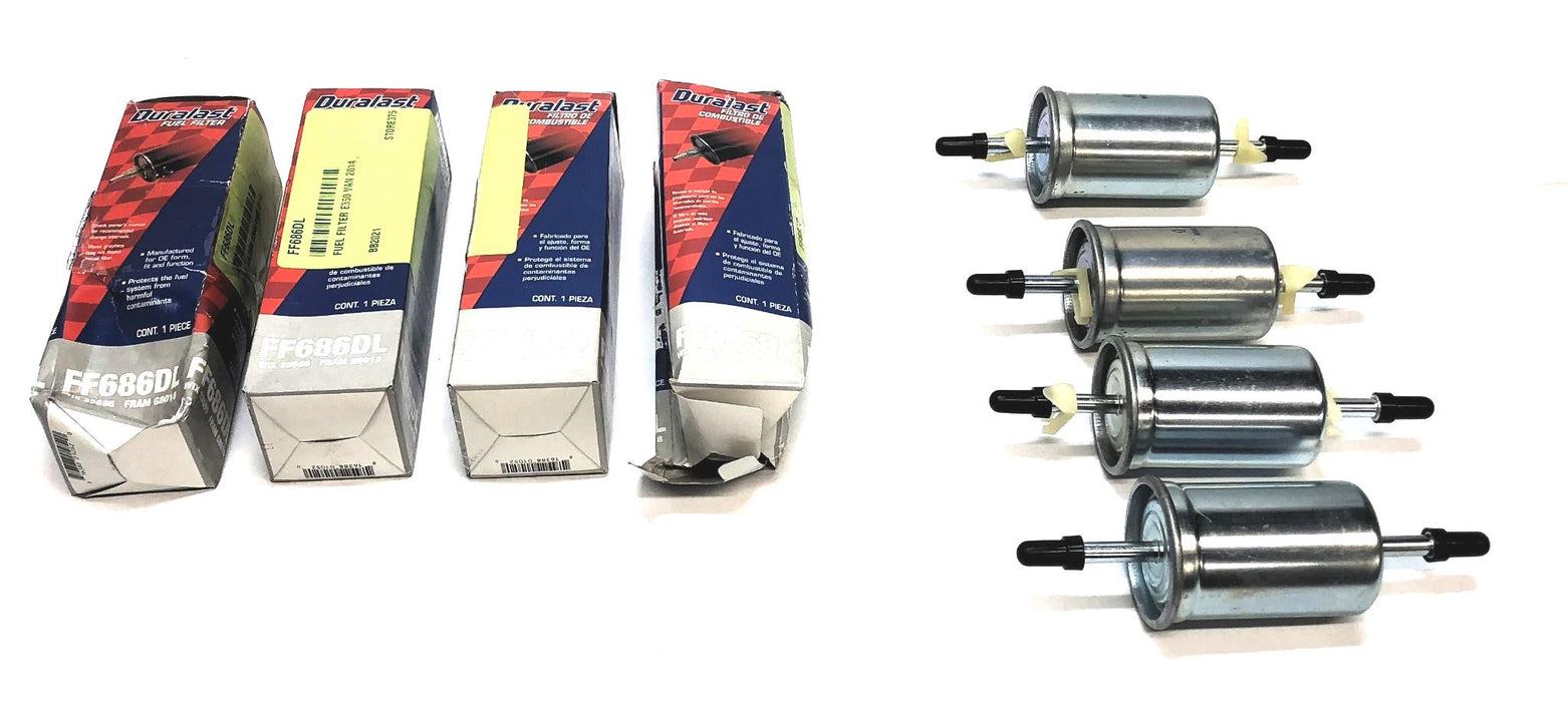 Duralast Fuel Filter (Missing some Clips) FF686DL (33595/G8018) [Lot of 4] NOS