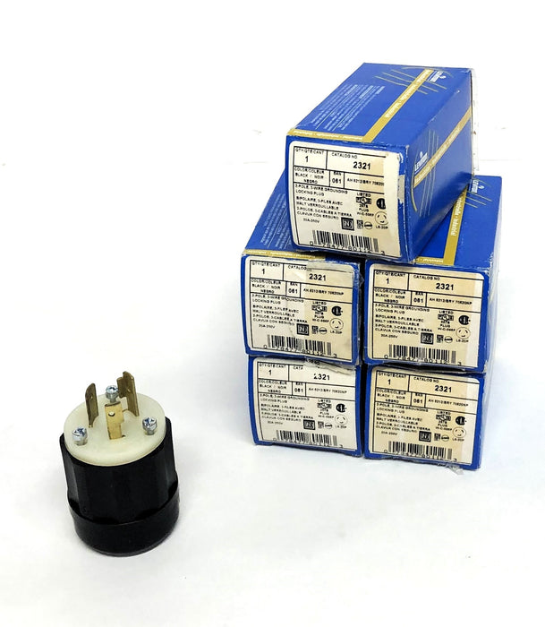 Leviton L6-20 20A-250V 2-Pole 3-Wire Grounding Locking Plug 2321 [Lot of 5] NOS