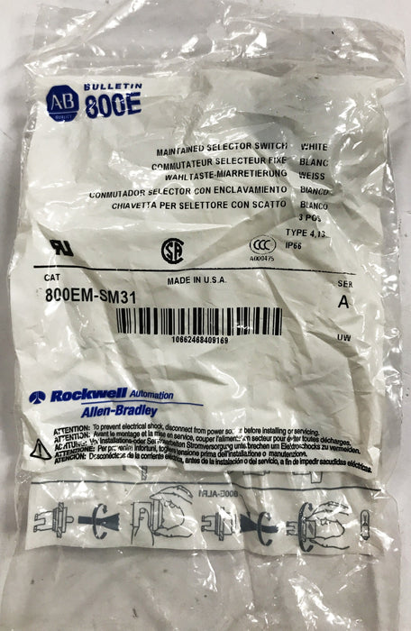Allen-Bradley Series A 3-Position Selector Switch 800EM-SM31 NOS