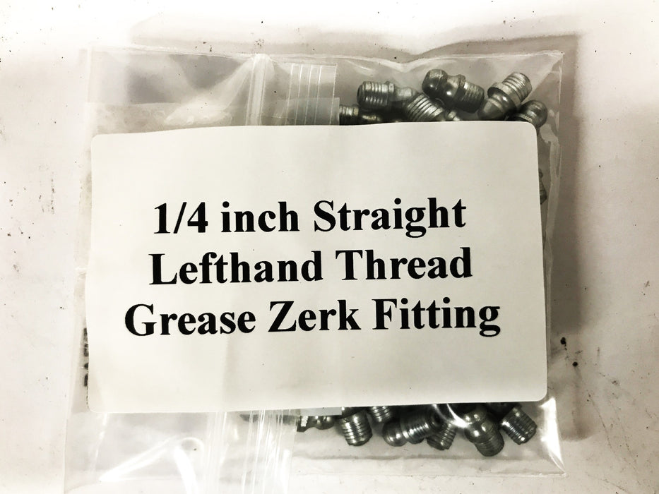 Unbranded 1/4 inch Straight Left Grease Zerk Fitting 1/4-SL [Lot of 65] NOS
