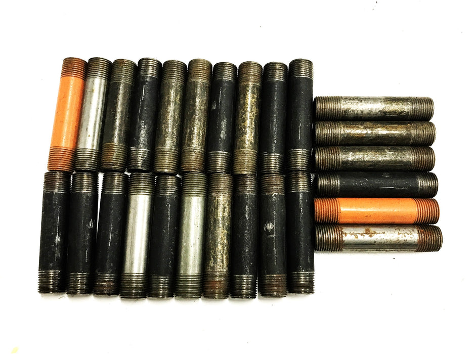 Unbranded Black Steel Threaded Pipe 3/8 inch x 3 inch [Lot of 26] NOS
