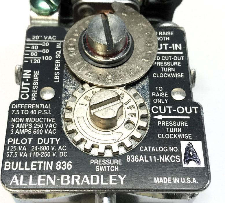 Allen-Bradley Pressure Control Switch 836AL11-NKCS NOS
