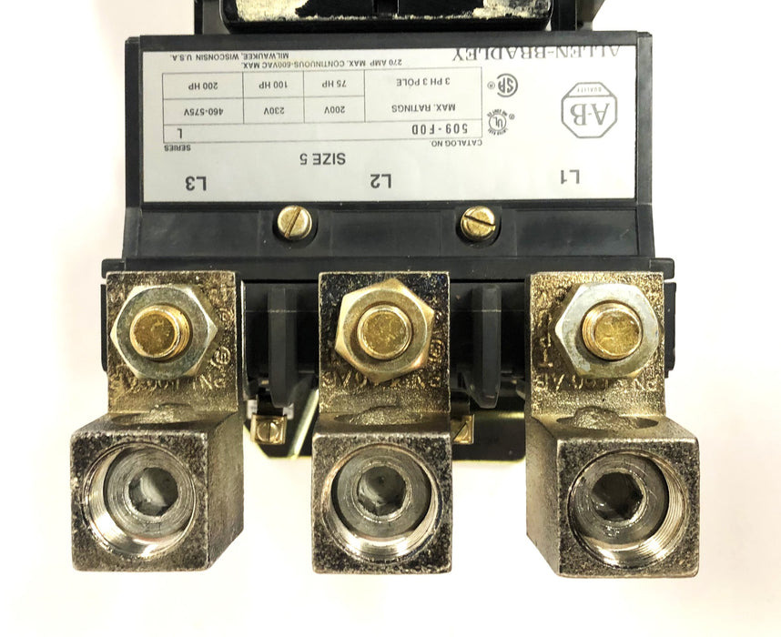 Allen-Bradley Size 5 Series L 3 Phase 3 Pole 270AMP-600VAC Starter 509-F0D NOS