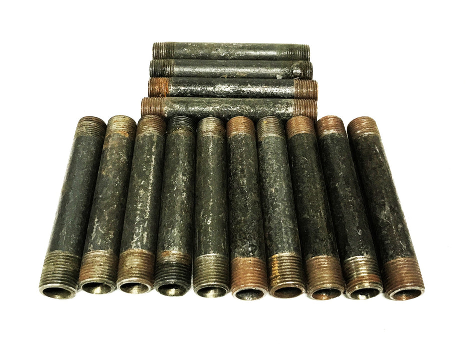 Unbranded Black Steel Threaded Pipe 3/8 inch x 4 inch [Lot of 14] NOS