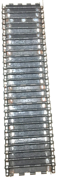 Unbranded 43" x 9" Steel Perforated Hinged Belt Plate Roller Conveyor Unit USED