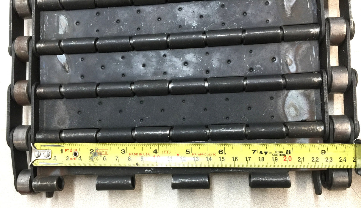 Unbranded 43" x 9" Steel Perforated Hinged Belt Plate Roller Conveyor Unit USED