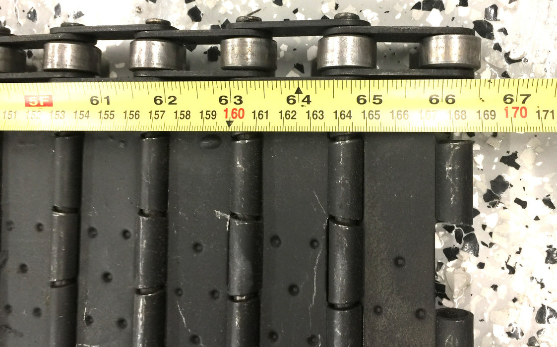 Unbranded 66" x 11" Steel Hinged Belt Plate Roller Conveyor Unit USED