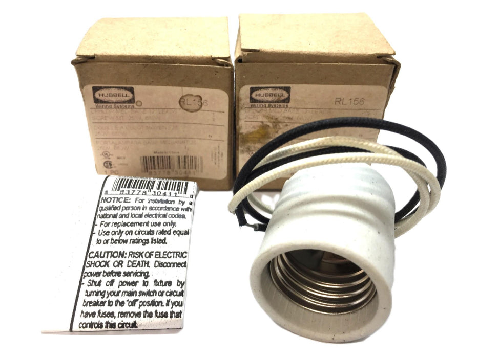 Hubbell Medium Base 12" Leads 250V/660W Lampholder RL156 [Lot of 2] NOS