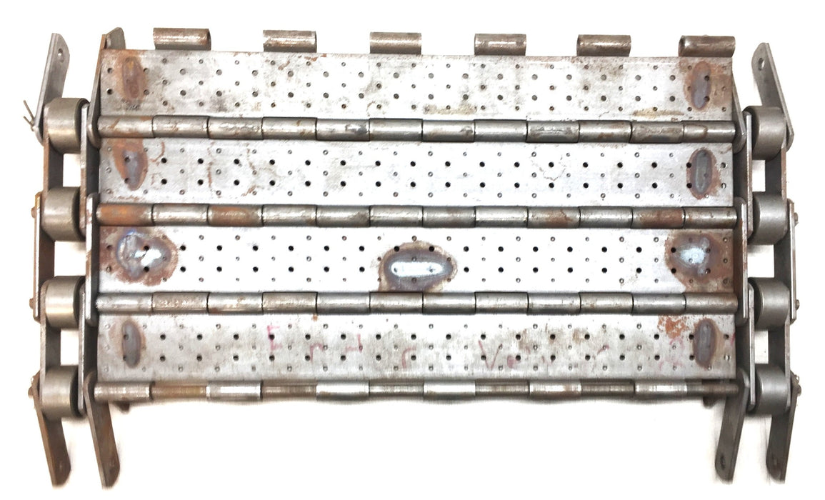 Unbranded 241.3mm x 457.2mm x 3mm Perforated Hinged Conveyor Belt Unit USED