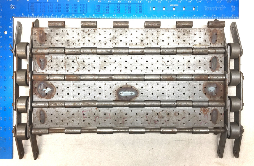 Unbranded 241.3mm x 457.2mm x 3mm Perforated Hinged Conveyor Belt Unit USED