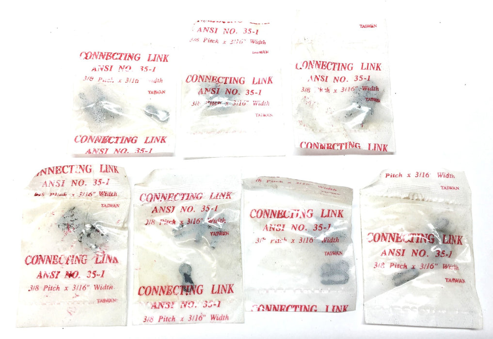 ANSI No. 35-1 3/8" Pitch x 3/16" Width Connecting Link [Lot of 7] NOS