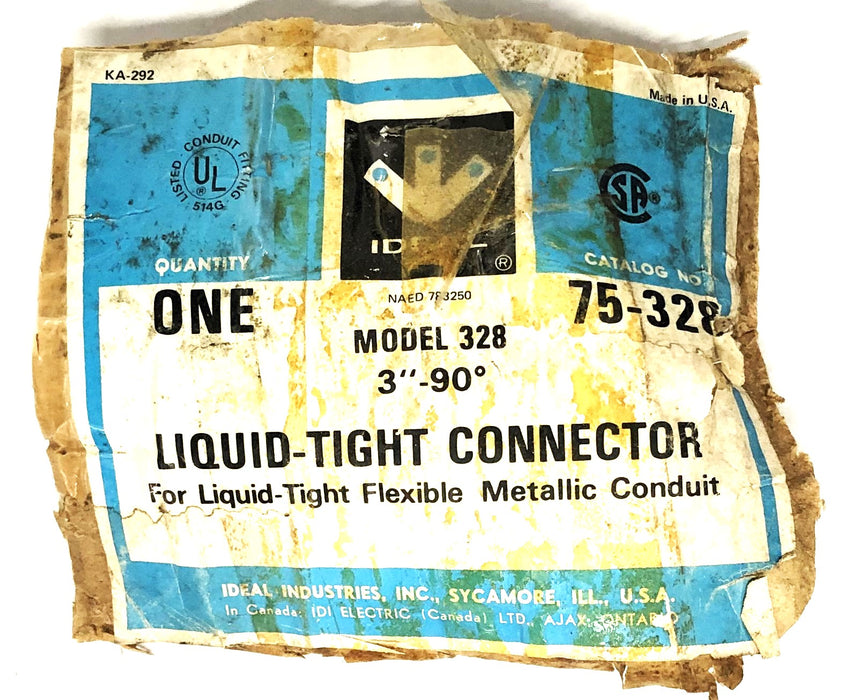 Ideal Liquid-Tight 3IN 90 Degree Flexible Metallic Conduit Connector 75-328 NOS