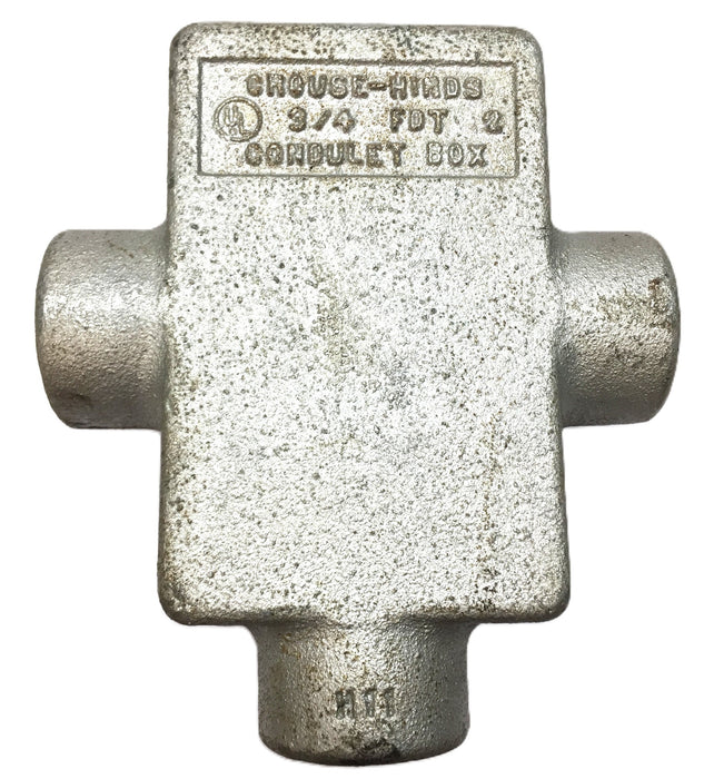 Crouse-Hinds Malleable Cast Iron 3/4" FDT 2 Conduit Box USED