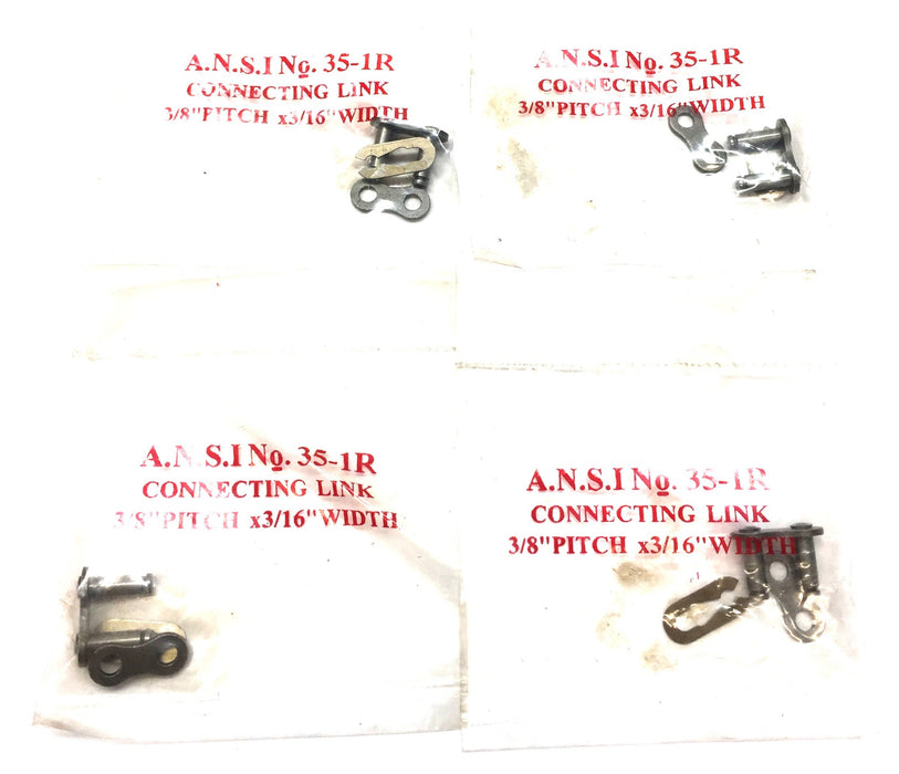 ANSI No. 35-1R 3/8" Pitch x 3/16" Width Connecting Link [Lot of 4] NOS