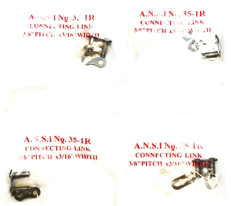 ANSI No. 35-1R 3/8" Pitch x 3/16" Width Connecting Link [Lot of 4] NOS