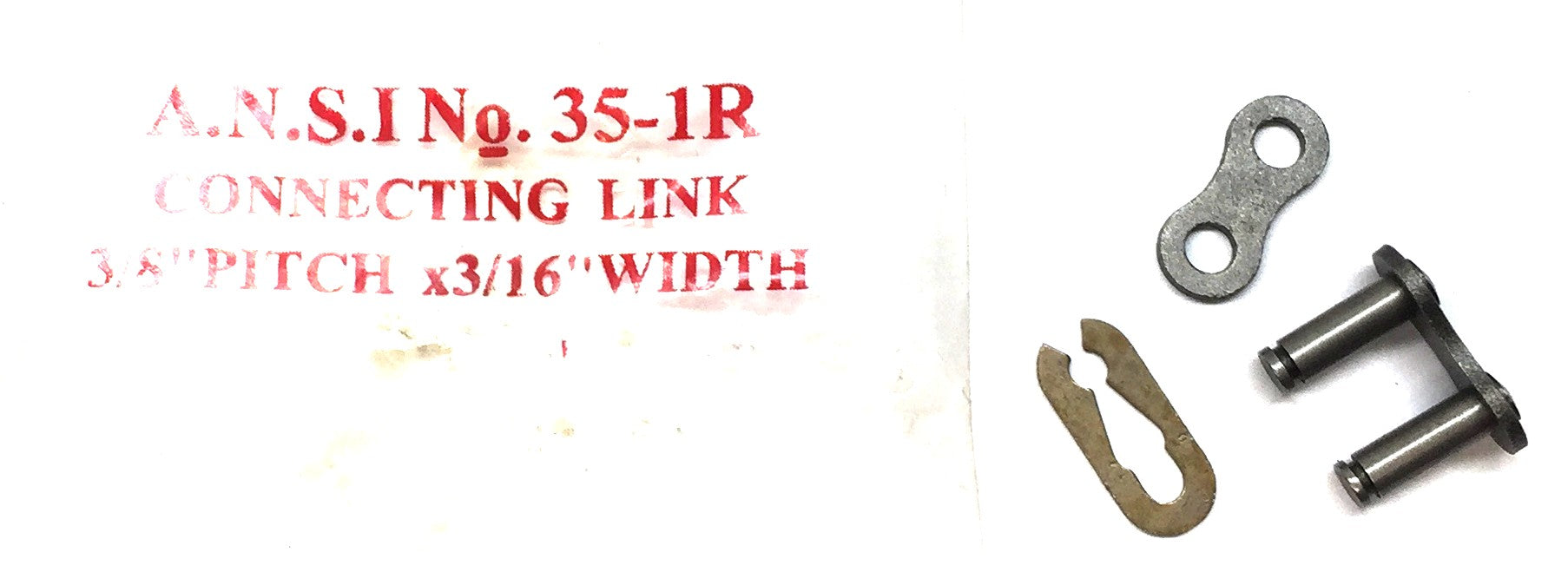 ANSI No. 35-1R 3/8" Pitch x 3/16" Width Connecting Link [Lot of 4] NOS