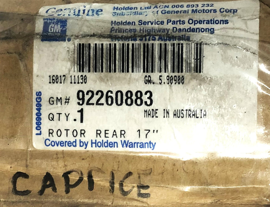 GM Rear Brake Rotor 92260883 NOS