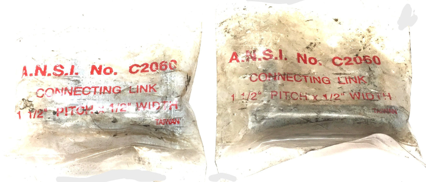 ANSI No. C2060 1-1/2" Pitch x 1/2" Width Connecting Link [Lot of 2] NOS