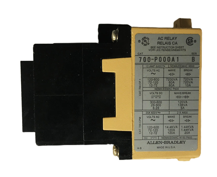 Allen-Bradley Series B Type P Control Relay 700-P000A1 NOS