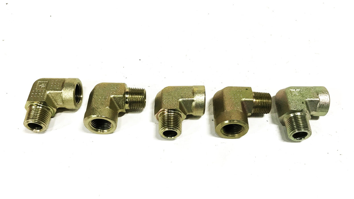 Parker 3/8 inch Male x 3/8 inch Female 90-degree Elbow [Lot of 5] NOS