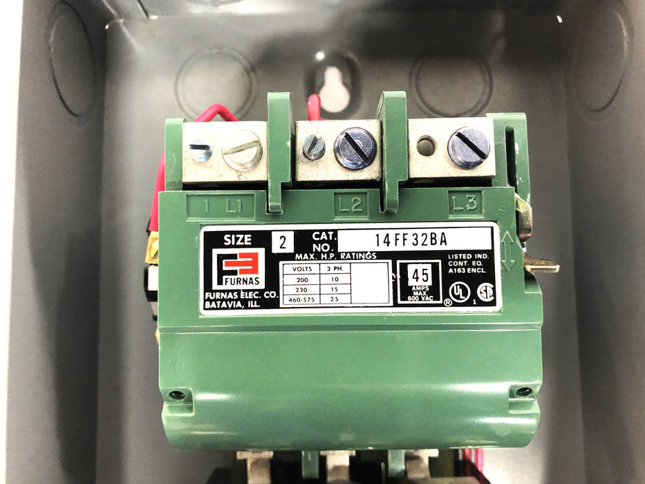 Furnas Size 2 NEMA 1 3 Phase 45 AMP Magnetic Starter 14FF32BA NOS
