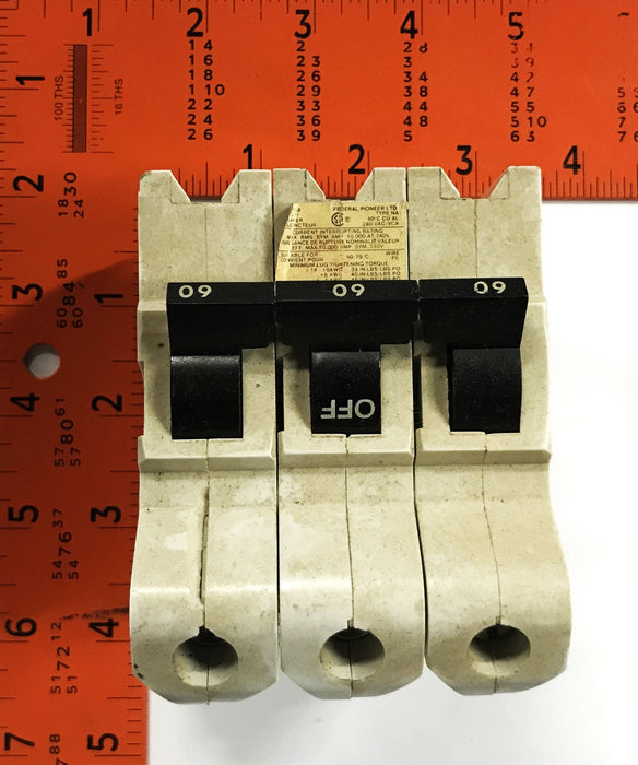 Federal Pioneer 3-Pole 60amp Circuit Breaker LR12188 USED