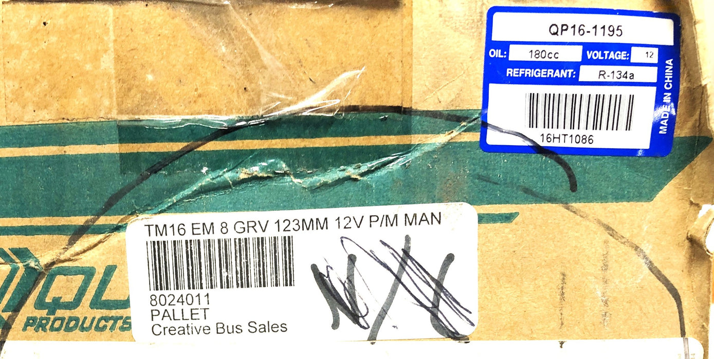 QUE Aluminum 12V R-134A AC Compressor 180cc QP16-1195 NOS