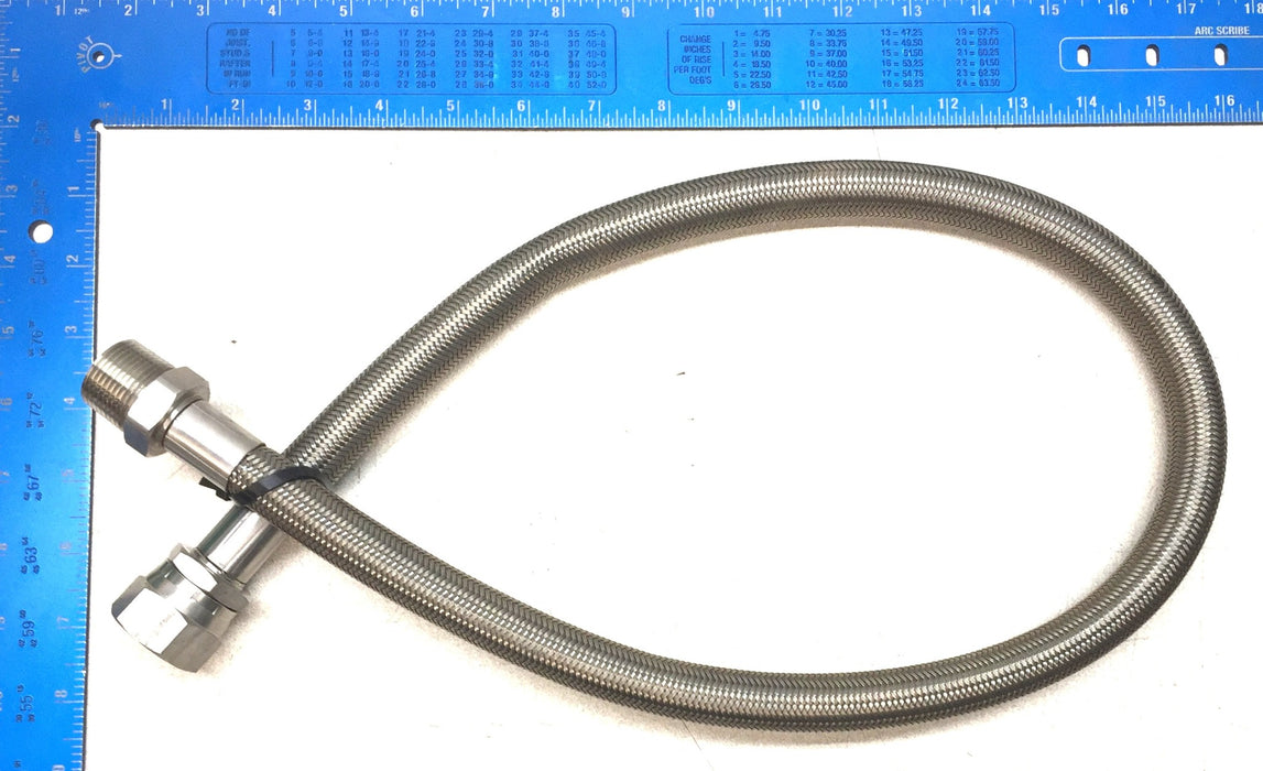 Unbranded 3' Stainless Steel Braided Hose with 1" Female/Male Swivel End NOS
