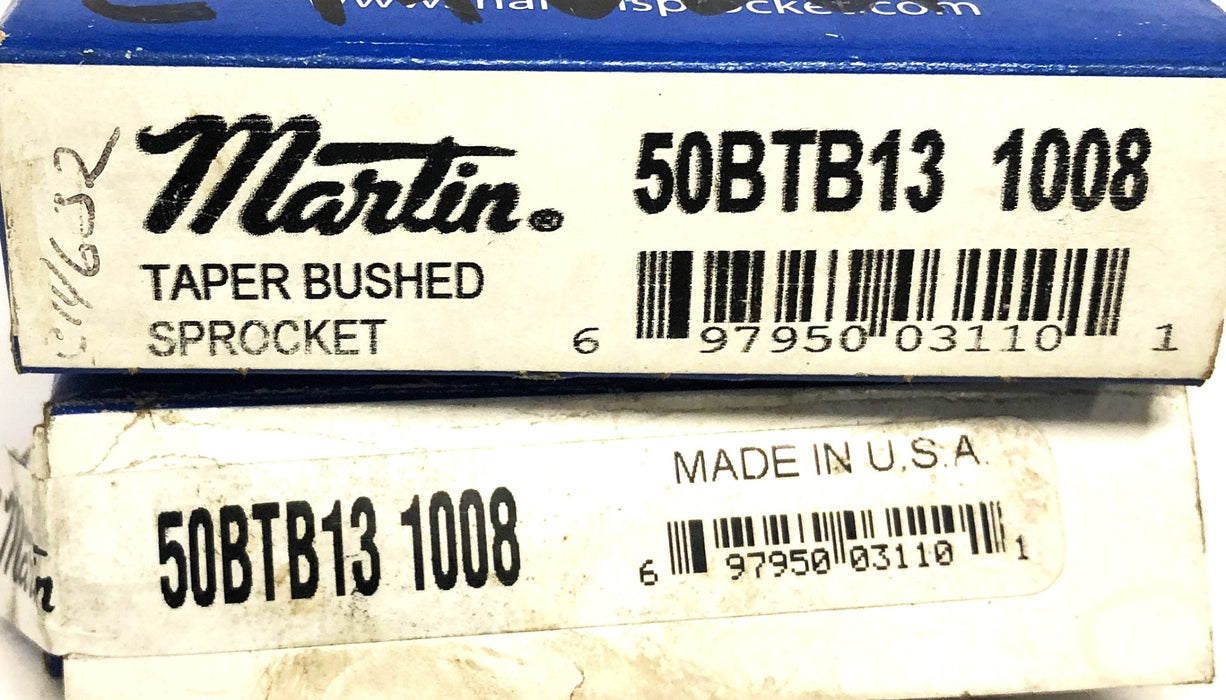 Martin 13 Tooth 1.33X1.80 Inch Taper Bushed Sprocket 50BTB1 1008 [Lot of 3] NOS