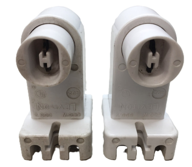 Leviton 660W/600V Spring Plunger White Fluorescent Lampholder 492 [Lot of 2] NOS