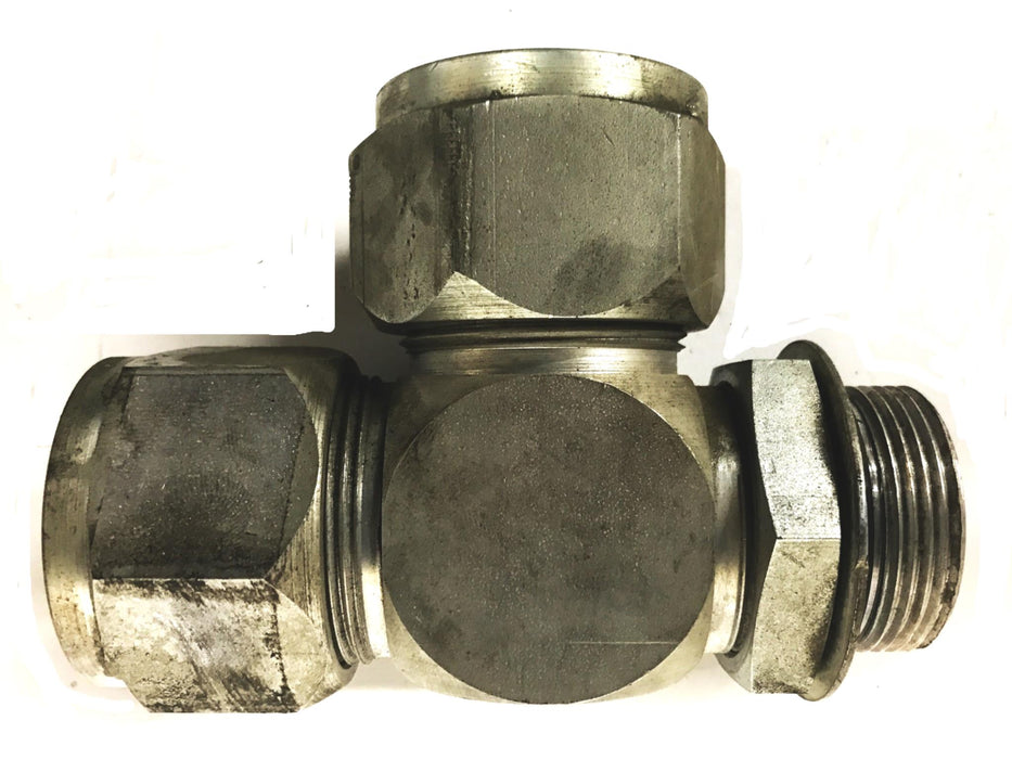 Lenz 1-1/4 inch Male x 1 inch Female x 1/2 inch Female Tube Fitting Tee NOS