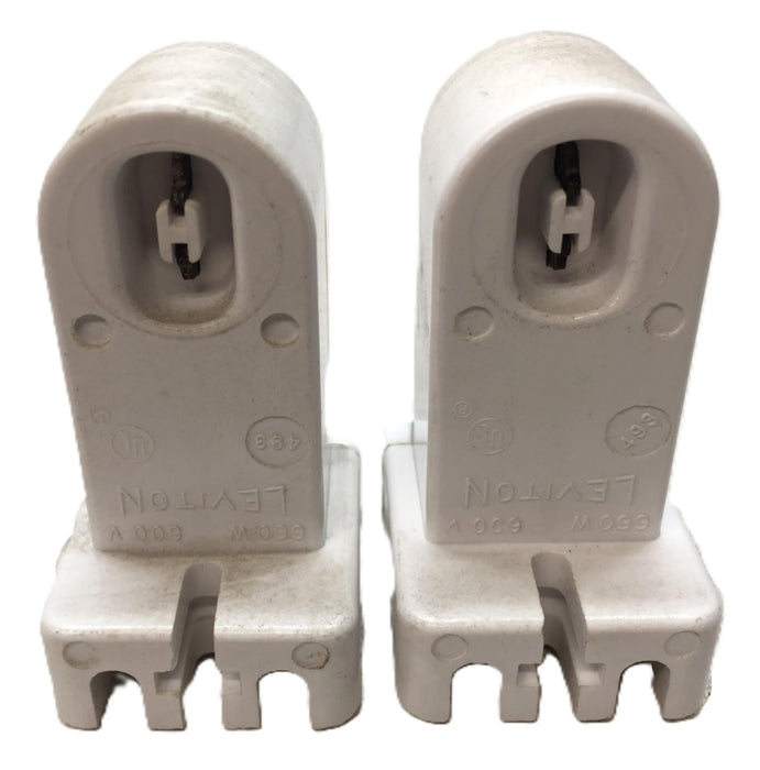 Leviton 660W/600V White Fluorescent Lampholder 493 [Lot of 2] NOS
