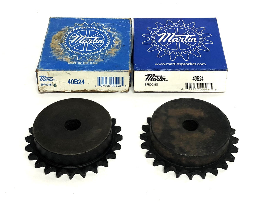 Martin 24 Tooth 0.63X3.25 Inch Sprocket 40B24 [Lot of 2] NOS